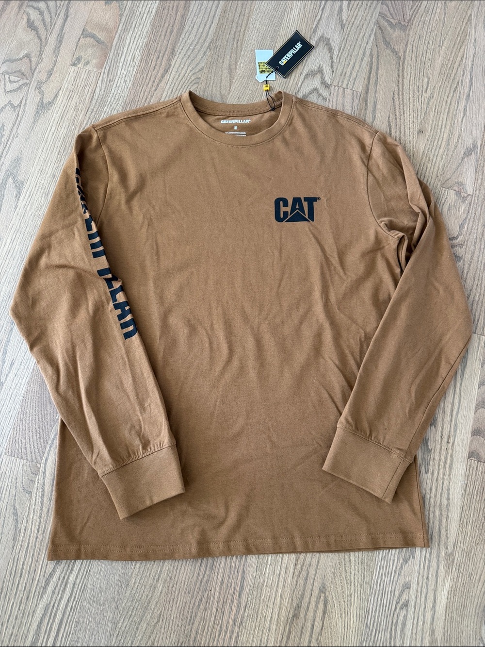 Caterpillar Carhartt Brown Long Sleeve Tee with Black CAT Logos